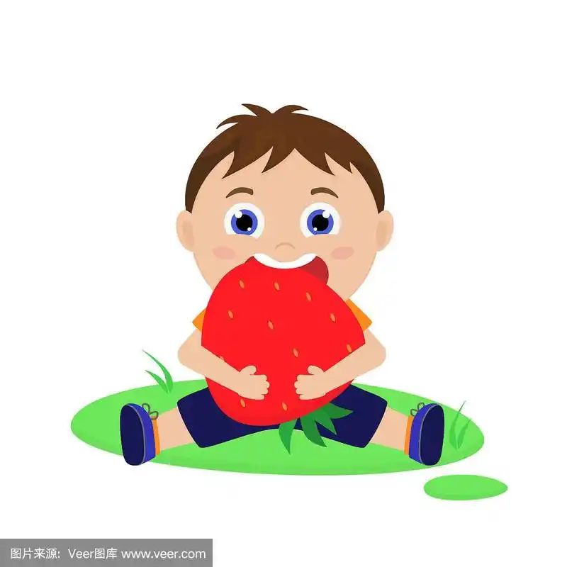 孩子与水果.矢量卡通插图印刷,设计.