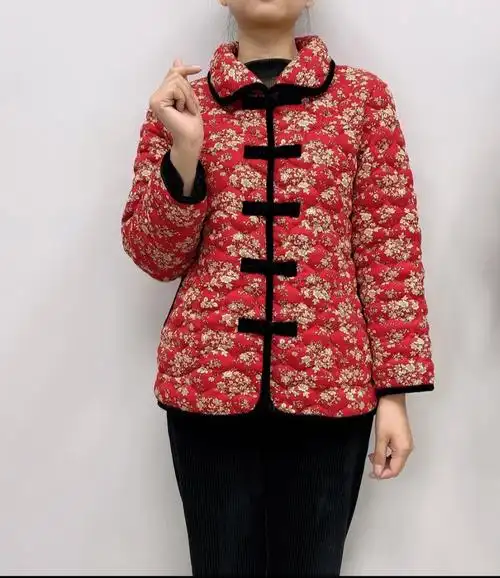 中老年女装棉衣加厚保暖上衣妈妈冬季翻领民族风唐装中年50岁棉袄