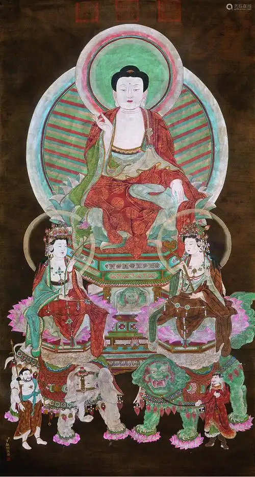 丁观鹏古代佛像绢本立轴