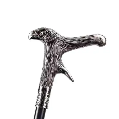 文明棍 绅士手杖意大利英国银色蛇头权杖拐杖老人徒步防滑金属合金