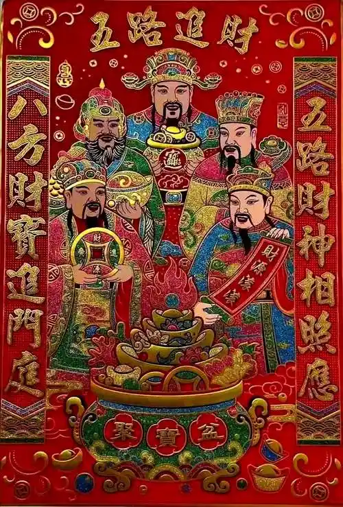 五路财神相照应,八方财宝进门庭!