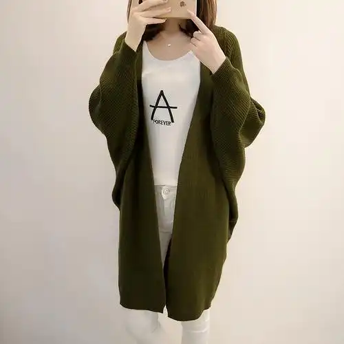 百搭宽松显瘦中长款时尚外套搭ulzzang毛衣女气质针织开衫秋冬款