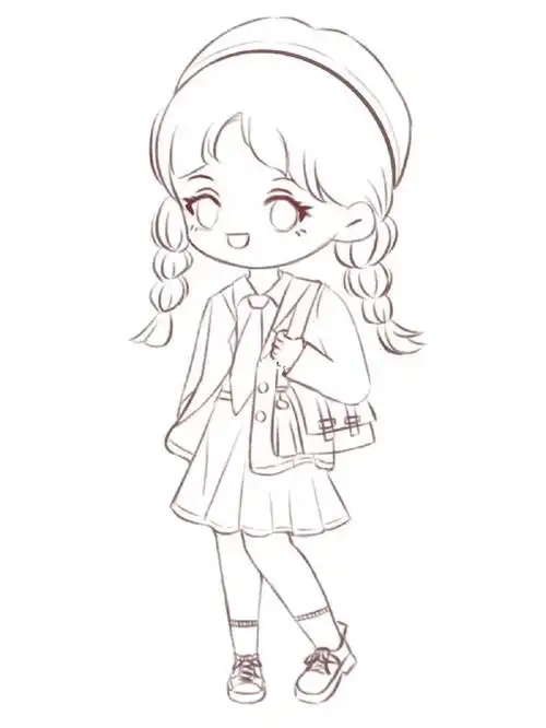 q版人物全身学院风