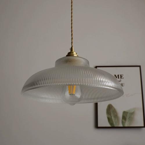 日式复古黄铜玻璃吊灯简约餐厅吧台入户玄关阳台民宿卧室飘窗灯具