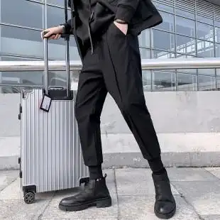 束脚西裤潮马丁靴搭配男裤子潮牌工装裤秋冬季痞帅加厚加绒休闲裤