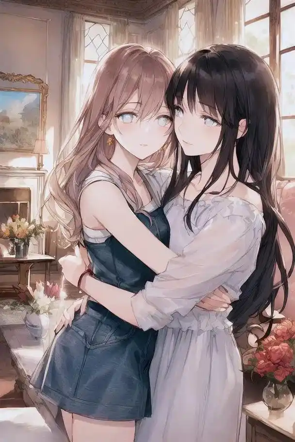 二次元 #插画 #gl #百合#动漫#绘画#ai绘画 转自 - 抖音