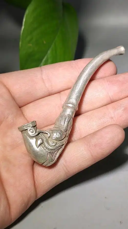 下乡收到白铜龙头烟斗