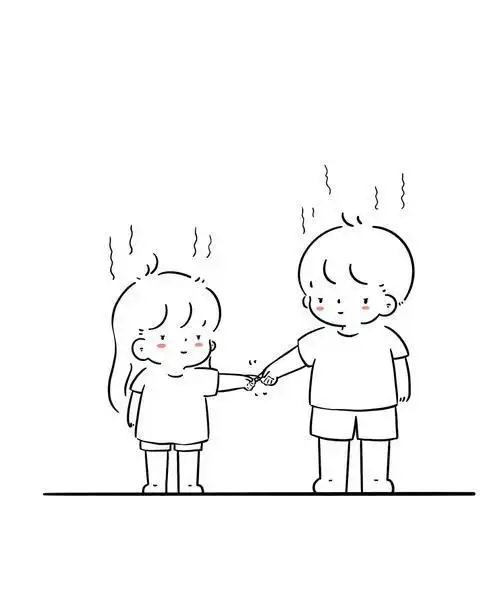 简简单单的可可爱爱甜甜蜜蜜的欢欢喜喜手绘情侣简笔画两个人手绘情