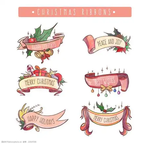 手绘水彩圣诞节装饰标题