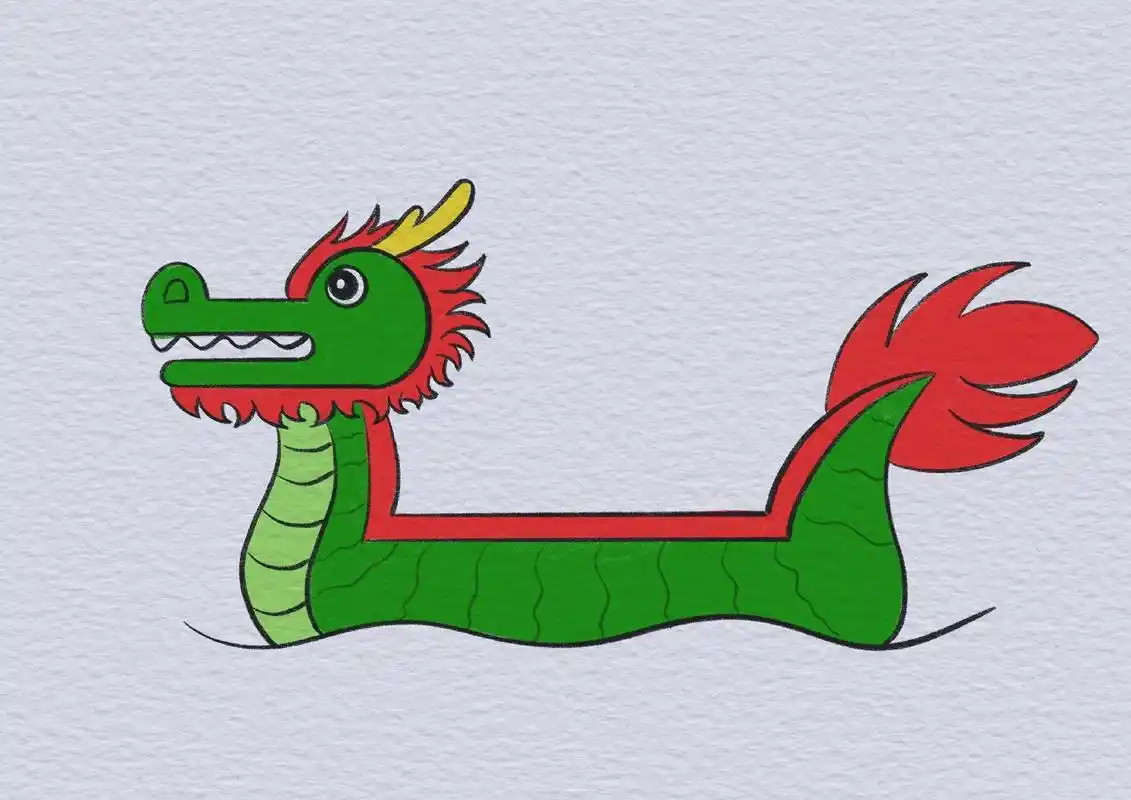 龙舟简笔画 端午节画个龙舟.#简笔画 #一起学画画 #端午  - 抖音