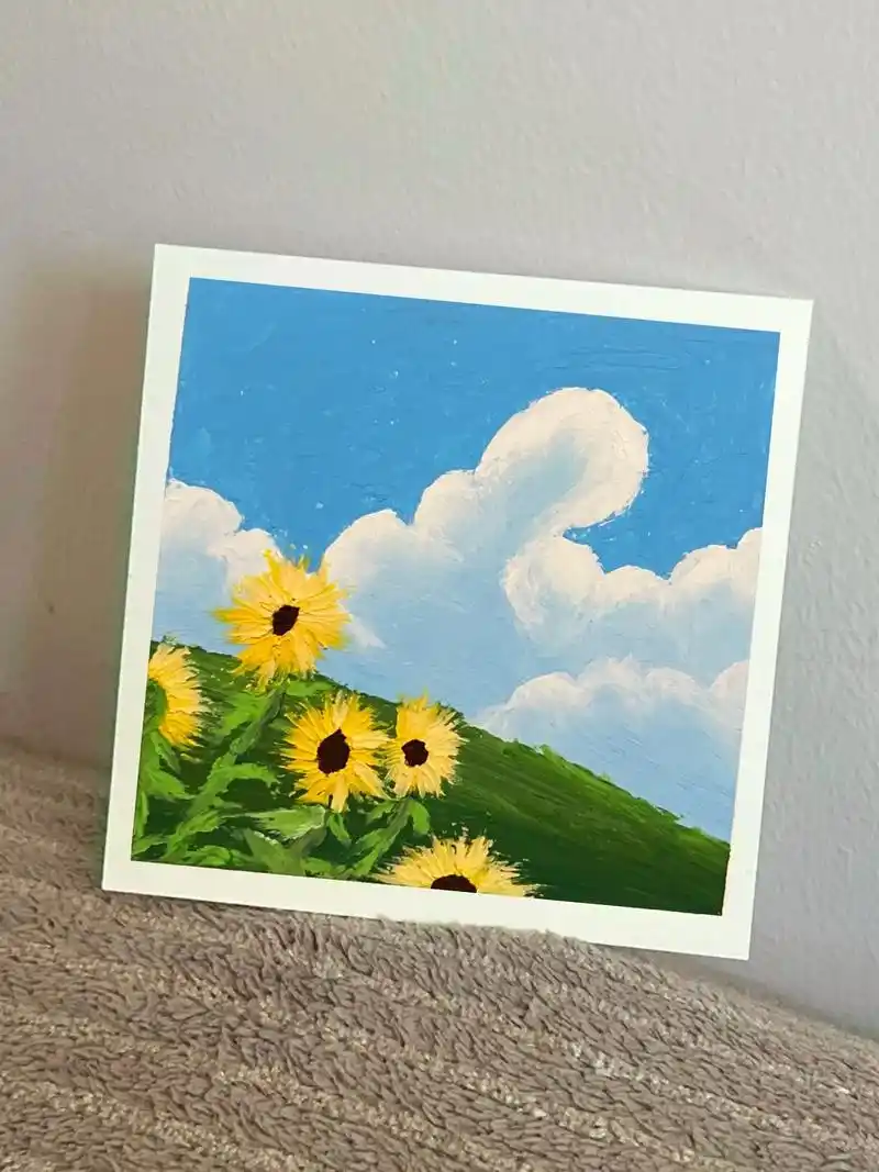 临摹-油画棒简单小画(附教程)夏日盛开的向日葵🌻～临摹: - 抖音