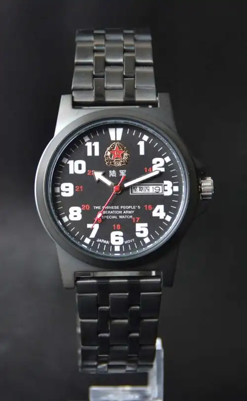商祺正品军表 中国陆军手表 男款sq8033钢带双日历陆军石英表