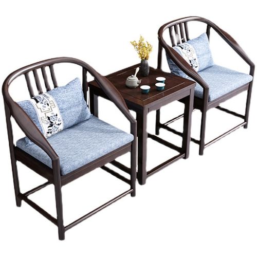 实木圈椅三件套皇宫宫廷单人椅太师椅茶桌椅组合官帽椅围椅 紫檀色