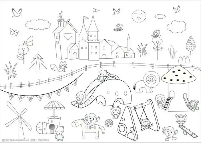 卡通游乐园矢量简笔画