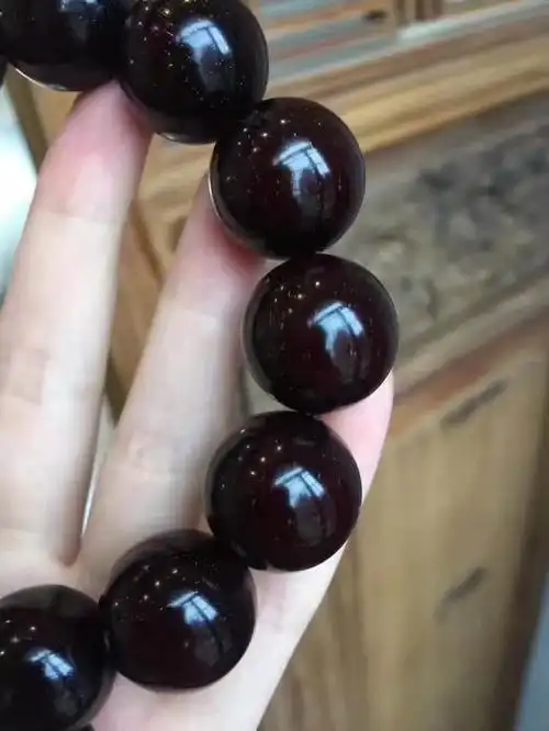 小叶紫檀佛珠手串18mm包浆泥料无棕眼颗颗多金星高油