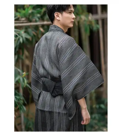 男士和服浴衣夏季男传统浴衣武1士长袍日式透气和服夏日祭写服装密室