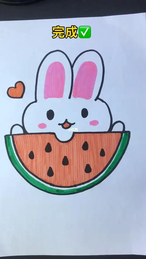 一学就会的画法小白兔在吃西瓜简笔画一学就会系列一起学画画