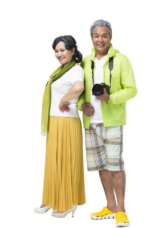 老年人,头发,两个人,家庭,夫妻,丈夫,妻子,站,微笑,竖图,彩色,照片