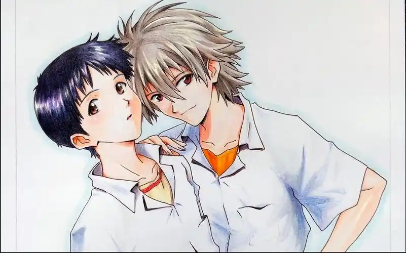 【彩铅】渚薰×真嗣,临摹上色(1).