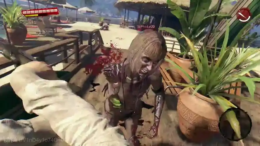 这个外国比基尼妹子僵尸看上去气质不错,但这玩家很残忍砍掉了她的手.