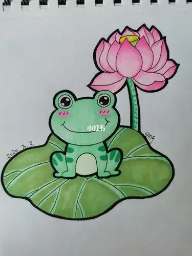 儿童青蛙简笔画荷叶