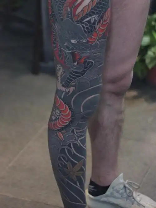 花腿龙_纹身图案手稿图片_陈丁的纹身作品集