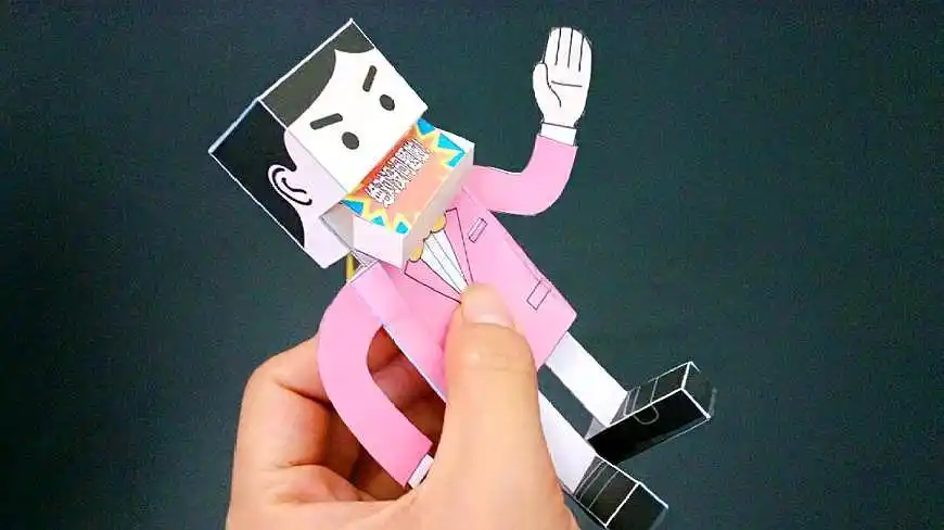 非常好玩的人偶折纸玩具一按就张嘴太有意思了小朋友都喜欢