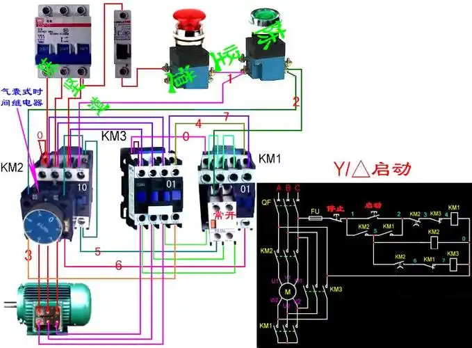 单向降压启动反接制动控制线路实物图
