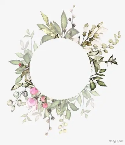 彩色花环花圈手绘海报png素材透明免抠图片-动植人物
