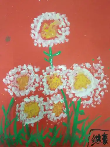 儿童棉签点画《蒲公英》