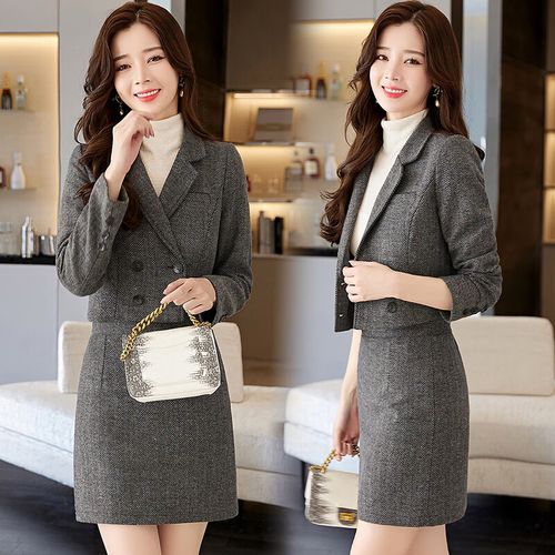 柠瑜芯高档女装两件套时尚女套套裙西装连衣裙女秋冬洋气减龄显瘦包臀