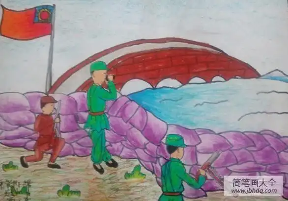 抗战主题儿童画-领导作战