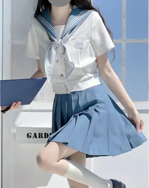 御茶家jk制服屿川中蓝色水手服套装