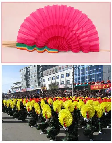 手翻花新品大型演出运动会开幕式助威道具学校体操变色扇子