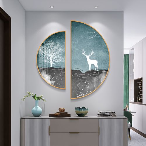 现代轻奢抽象半圆形入户玄关装饰画客厅餐厅背景墙壁画过道挂画