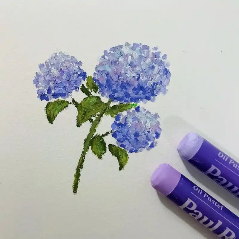 油画棒绣球花教程,简单治愈,一起画起来.#油画棒 #油画棒教 - 抖音