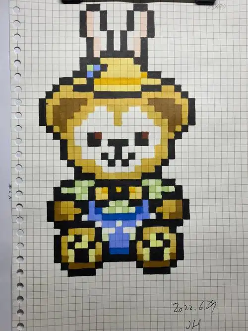 像素画临摹达菲熊