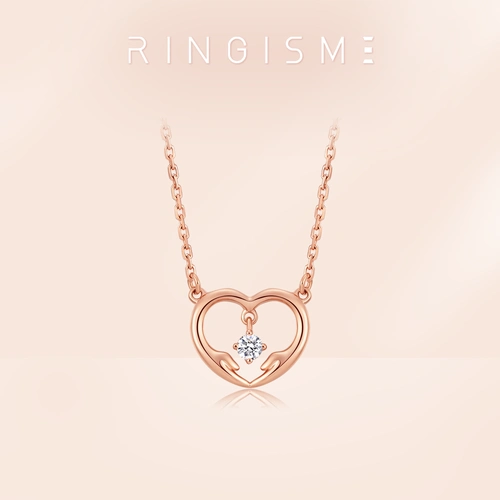 周大福eau19女式女士项链金项链ringism玫瑰镶嵌钻石颈饰