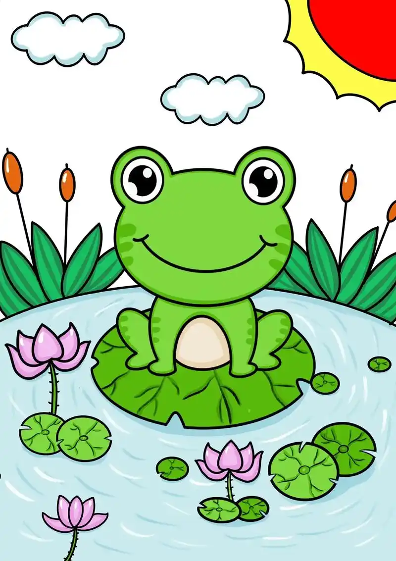 快乐的小青蛙简笔画来咯