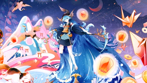 网易阴阳师 - #灯夜游春# 阴阳师春节插画