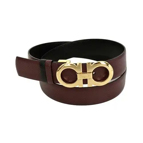 ferragamo/菲拉格慕 黑色/酒红色板扣双面菲拉女士腰带皮带