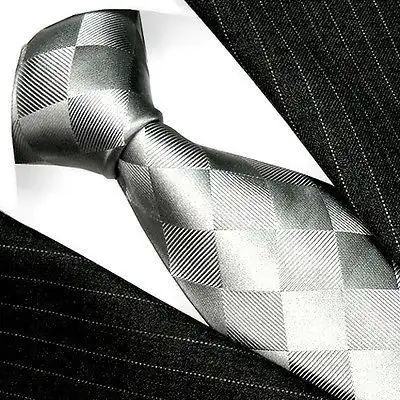 海外代购 lorenzo cana 36051洛伦佐迦南意大利手工丝绸领带银色