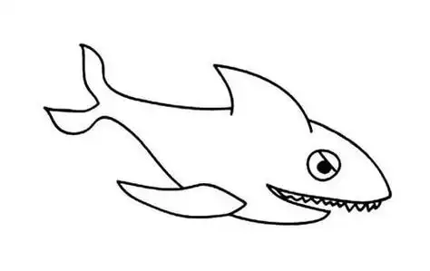 鲨鱼儿童绘画图集大鲨鱼 儿童蜡笔画图片简单好看的大鲨鱼简笔画图片