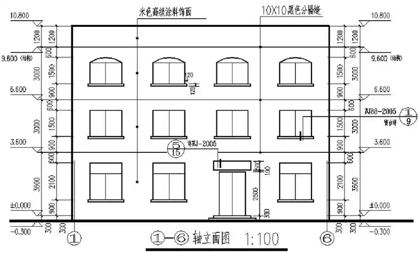 从立面图中可以看出,室内外地面的高差为 mm.