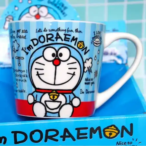 哆啦a梦陶瓷杯子叮当猫卡通学生情侣马克杯带勺礼盒生日礼物女生