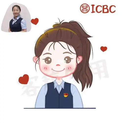 银行人卡通头像职业头像工商银行q版手绘