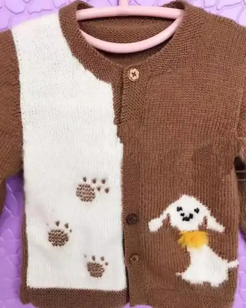 棒针编织宝宝小狗图案衣服,萌炸了