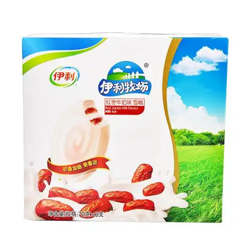 伊利牧场红枣牛奶味雪糕家庭装70克6支盒