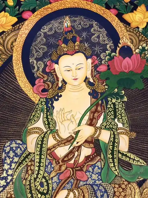 013darmelama纯金彩唐普贤菩萨当代未装裱