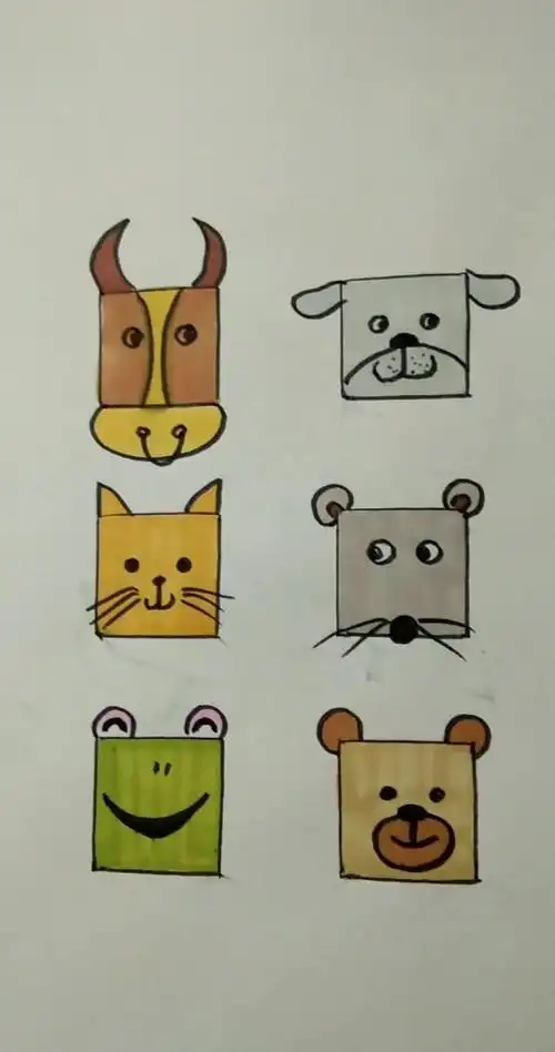 正方形变变变,想一想你还可以画成什么呢?